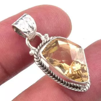 Natural Citrine Gemstone 925 Solid Sterling Silver Jewelry Pendant 1.25 O3F97