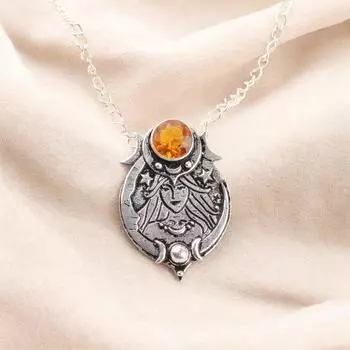 Natural Citrine Gemstone 925 Sterling Silver Handmade Necklace Pendant 1.63 CP-22-03