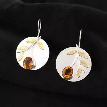 Natural Citrine Gemstone 925 Sterling Silver Jewelry Handmade Earrings 1.73 EE-176-1
