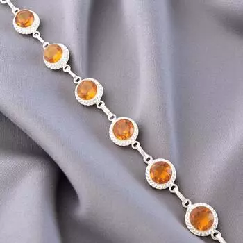 Natural Citrine Gemstone 925 Sterling Silver Jewelry Handmade Women Bracelet 9 RB-8-4