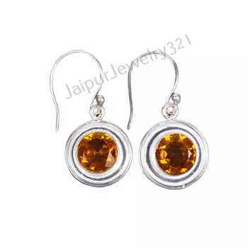 Natural Citrine Gemstone 925 Sterling Silver Jewelry Handcrafted Earrings 1.40 EE-4-7