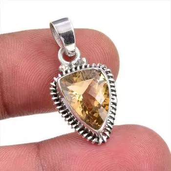 Natural Citrine Gemstone Handmade 925 Solid Sterling Silver Gift Pendant 1 Y7U17
