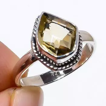 Natural Citrine Gemstone Handmade 925 Solid Sterling Silver Gift Ring S.6 k3z28