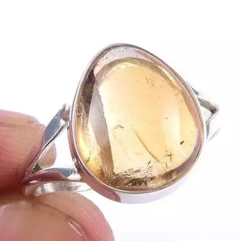 Natural Citrine Gemstone Handmade 925 Solid Sterling Silver Ring Size 9 d7j69