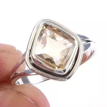 Natural Citrine Gemstone Handmade 925 Solid Sterling Silver Ring Size 6 d7Q28