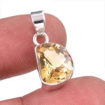 Natural Citrine Gemstone Handmade 925 Solid Sterling Silver Gift Pendant 1 y3s97