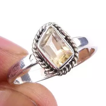Natural Citrine Gemstone Handmade 925 Solid Sterling Silver Ring Size 7 t5h35