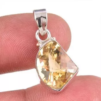 Natural Citrine Gemstone Handmade 925 Solid Sterling Silver Gift Pendant 1 k5Z09