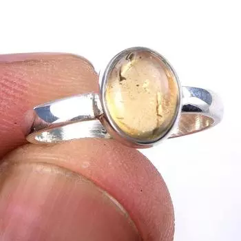 Natural Citrine Gemstone Handmade 925 Solid Sterling Silver Ring Size 6 p4y97