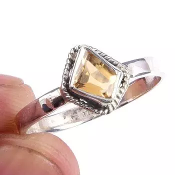 Natural Citrine Gemstone Handmade 925 Solid Sterling Silver Ring Size 10 y8K84