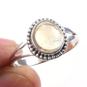 Natural Citrine Gemstone Handmade 925 Solid Sterling Silver Ring Size 10 o8f27