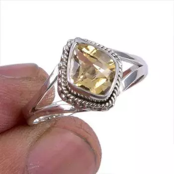 Natural Citrine Gemstone Handmade 925 Solid Sterling Silver Gift Ring S.9 Z2h85