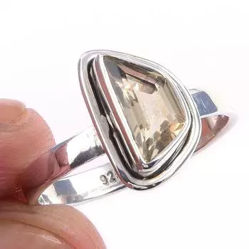 Natural Citrine Gemstone Handmade 925 Solid Sterling Silver Ring Size 7 w2e12