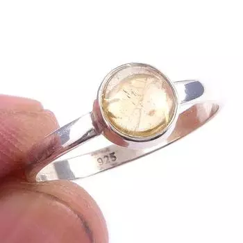 Natural Citrine Gemstone Handmade 925 Solid Sterling Silver Ring Size 10 w0s45