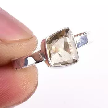 Natural Citrine Gemstone Handmade 925 Solid Sterling Silver Ring Size 7 V4v32