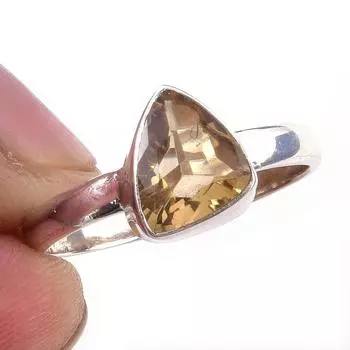 Natural Citrine Gemstone Handmade 925 Solid Sterling Silver Ring Size 8 g2y94