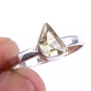 Natural Citrine Gemstone Handmade 925 Solid Sterling Silver Ring Size 8 T9D80