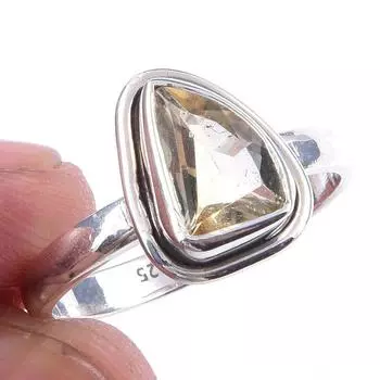 Natural Citrine Gemstone Handmade 925 Solid Sterling Silver Ring Size 7 t4h25