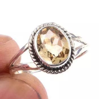 Natural Citrine Gemstone Handmade 925 Solid Sterling Silver Ring Size 6 U8I95