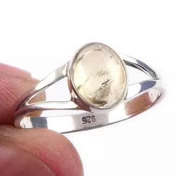 Natural Citrine Gemstone Handmade 925 Solid Sterling Silver Ring Size 10 k9L85