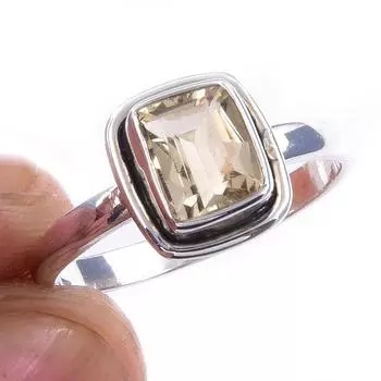 Natural Citrine Gemstone Handmade 925 Solid Sterling Silver Ring Size 8 p5U32