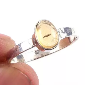 Natural Citrine Gemstone Handmade 925 Solid Sterling Silver Ring Size 10 b3V93