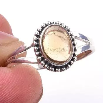 Natural Citrine Gemstone Handmade 925 Solid Sterling Silver Ring Size 9 F0Y12