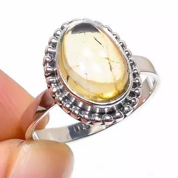 Natural Citrine Gemstone Handmade 925 Solid Sterling Silver Gift Ring S.6 z7K34