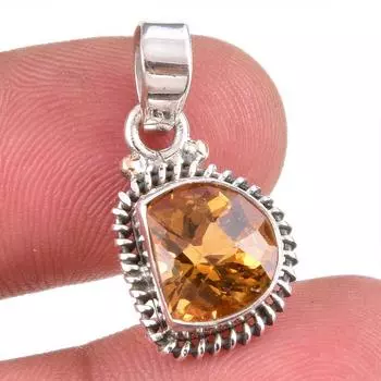Natural Citrine Gemstone Handmade 925 Solid Sterling Silver Gift Pendant 1 O3t71