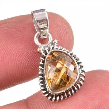 Natural Citrine Gemstone Handmade 925 Solid Sterling Silver Gift Pendant 1 U3S49