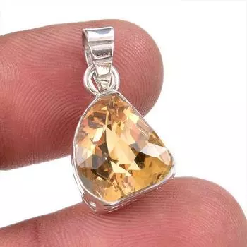 Natural Citrine Gemstone Handmade 925 Solid Sterling Silver Gift Pendant 1 D2s03