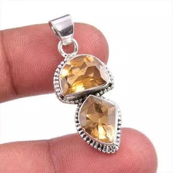 Natural Citrine Gemstone Handmade 925 Solid Sterling Silver Pendant 1.50 W1E23