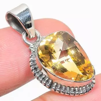 Natural Citrine Gemstone Handmade 925 Solid Sterling Silver Pendant 1.25 w6N45