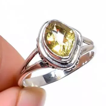 Natural Citrine Gemstone Handmade 925 Solid Sterling Silver Gift Ring S.8 Q1Q19
