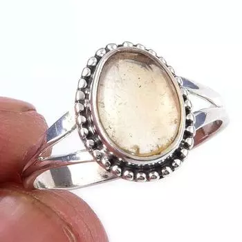 Natural Citrine Gemstone Handmade 925 Solid Sterling Silver Ring Size 9 N8e72