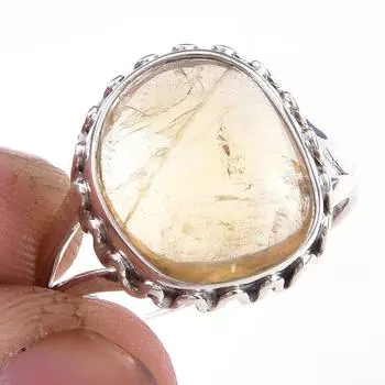 Natural Citrine Gemstone Handmade 925 Solid Sterling Silver Ring Size 9 A5u58