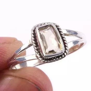 Natural Citrine Gemstone Handmade 925 Solid Sterling Silver Ring Size 9.5 W1S78