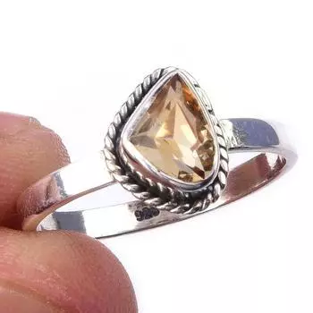 Natural Citrine Gemstone Handmade 925 Solid Sterling Silver Ring Size 10 w8d23