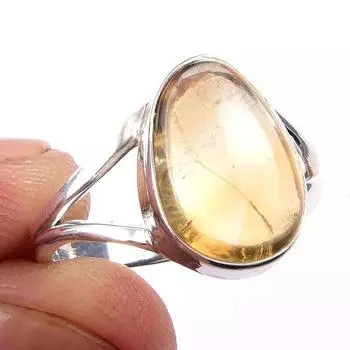 Natural Citrine Gemstone Handmade 925 Solid Sterling Silver Ring Size 8 O2w20