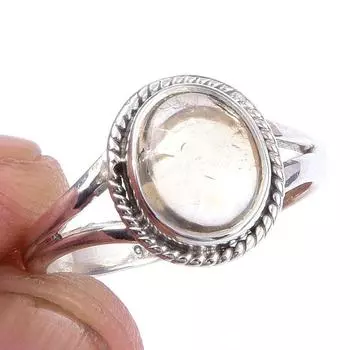 Natural Citrine Gemstone Handmade 925 Solid Sterling Silver Ring Size 6 M3y93
