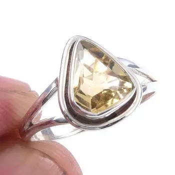 Natural Citrine Gemstone Handmade 925 Solid Sterling Silver Ring Size 6 c3t11
