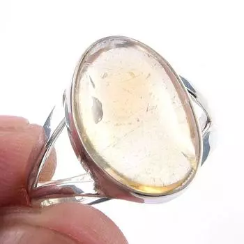 Natural Citrine Gemstone Handmade 925 Solid Sterling Silver Ring Size 7 t1H73