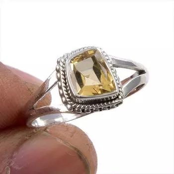 Natural Citrine Gemstone Handmade 925 Solid Sterling Silver Gift Ring S.9 i9U44