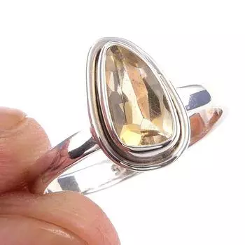Natural Citrine Gemstone Handmade 925 Solid Sterling Silver Ring Size 7 m7M49
