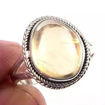 Natural Citrine Gemstone Handmade 925 Solid Sterling Silver Ring Size 8 d1u01