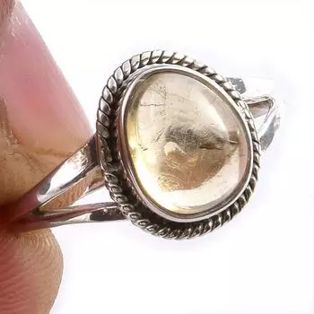 Natural Citrine Gemstone Handmade 925 Solid Sterling Silver Ring Size 7 k8F83