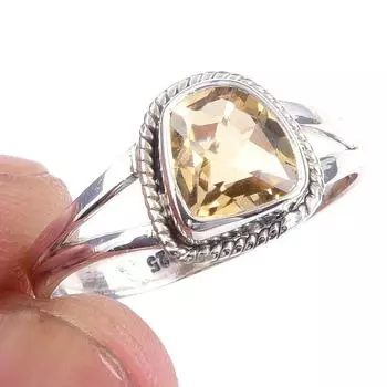 Natural Citrine Gemstone Handmade 925 Solid Sterling Silver Ring Size 9 G7v60