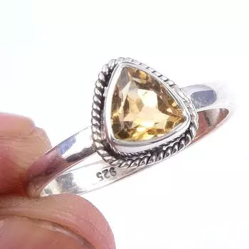 Natural Citrine Gemstone Handmade 925 Solid Sterling Silver Ring Size 9 L5G96
