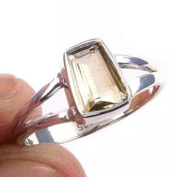 Natural Citrine Gemstone Handmade 925 Solid Sterling Silver Ring Size 6 s0l10