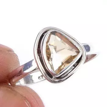 Natural Citrine Gemstone Handmade 925 Solid Sterling Silver Ring Size 7 T4u19